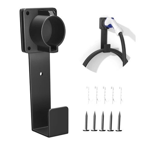 Bussdis EV Charger Holder-J1772 Connector, Nozzle Holster Dock and J-Hook Combination, EV Cable Holder Wall-Mount Electric Vehicle Charger.