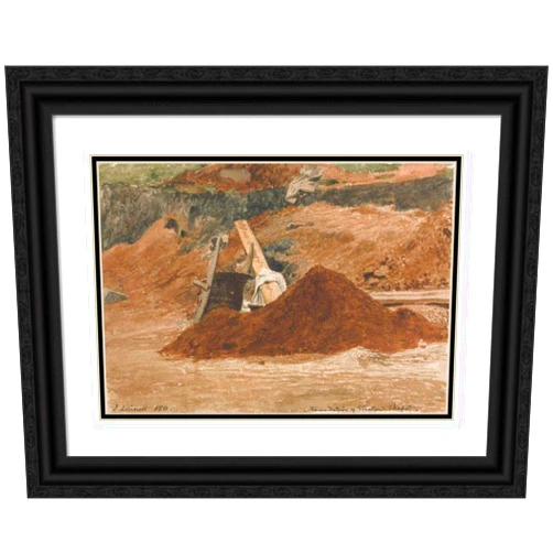 ArtDirect John Linnell 18x14 Black Ornate Frame and Double Matted Museum Art Print Titled: Foundation of Stratten's Chapel (1811)