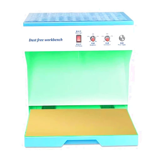 QIANMEI Dust Free Workbenches Vertical Laminar Flow Hood Air Flow Clean Bench, Double-Fan Design Dust Free Room Workbench Adjustable Wind Cleaning Room， for Mobile Phone Repair