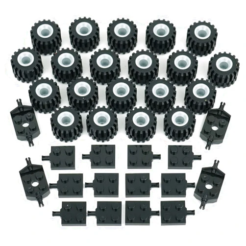 Pamvava Tires Wheels and Axles Sets - 56 Pieces Brick Accessories Basic Classic Building Block Toys,Car Truck Wheels Parts