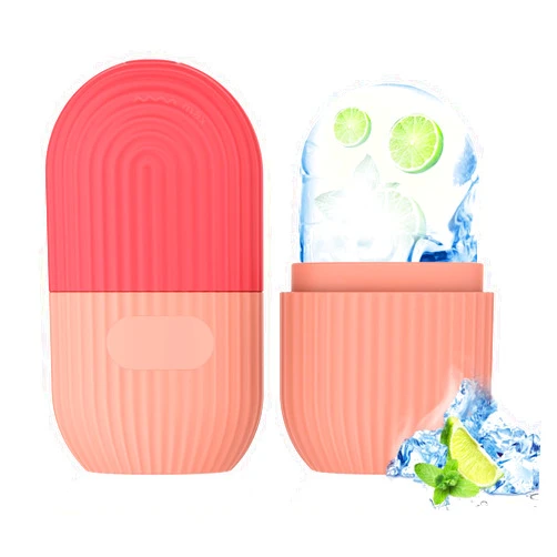 ZPU Ice Roller for Face and Eye, Silicone Ice Facial Roller Ice Holder, Face Ice Mold Skin Care, Face Icers Reusable Ice Cube Roller for Shrink Pores Anti Wrinkle Reduce Puffiness, Pink