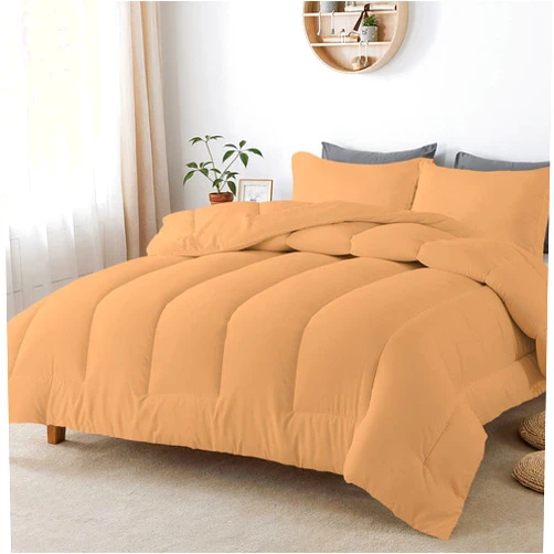 Velosso 3 PC Straight Line Pattern Comforter Set Premium Super Soft 600 GSM All Season | 1000 Thread Count | 100% Egyptian Cotton ( Full/Queen Size, Sand Color)