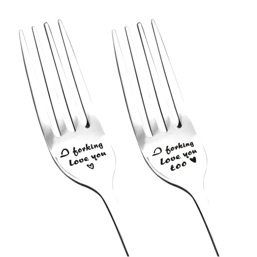 Yaozeio I Forking Love You Fork for Couple Husband Wife Anniversary Christmas Gifts for Girlfriend Boyfriend Bride and Groom Anniversary Engagament Gifts for Couples Funny Wedding Cake Dessert Fork for 2