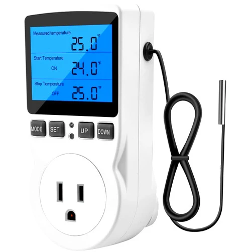 Diymore Plug in Digital Thermostat Temperature Controller Electric Digital Thermostat Heating Cooling Control Mode Timer 1800W 120V 15A Incubator Thermometer Reptile Thermostat Greenhouse Thermostat