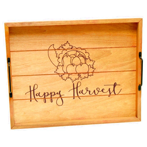 Elegant Designs HG2000-NHH Decorative Wood Serving Tray w/Handles, 15.50