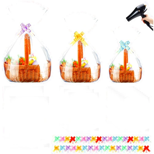CHENGU 100 Pcs 3 Sizes Shrink Wrap Bags for Gift Baskets 20