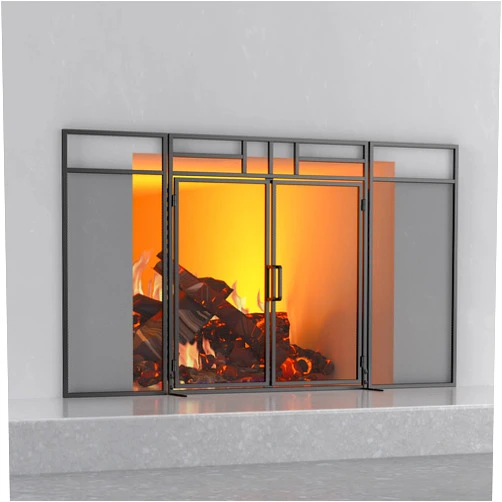 Fire Beauty 3-Panel Folding Fireplace Screen with Magnetic Hinged Doors, Solid Wrought Iron Panels Fire Spark Guard