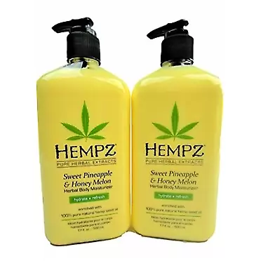 Hempz Sweet Pineapple & Honey Melon Herbal Body Moisturizer, 17 oz Pack of 2