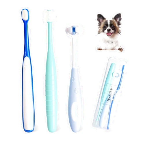 MISSELF Ultra Soft Nano Dog Toothbrush Kit for Small Breed, Silicone 360 Pet Tooth Brushes for Dogs Cat,Canine Dental Care Set of 3 Different Shapes