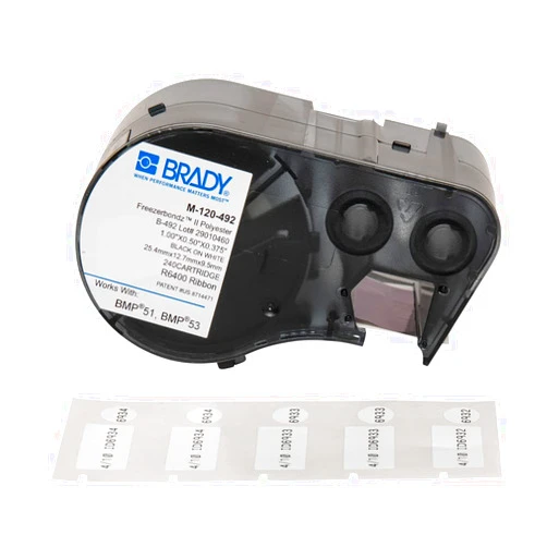 Brady M-120-492 Polyester B-492 Black on White Label Maker Cartridge with 3/8