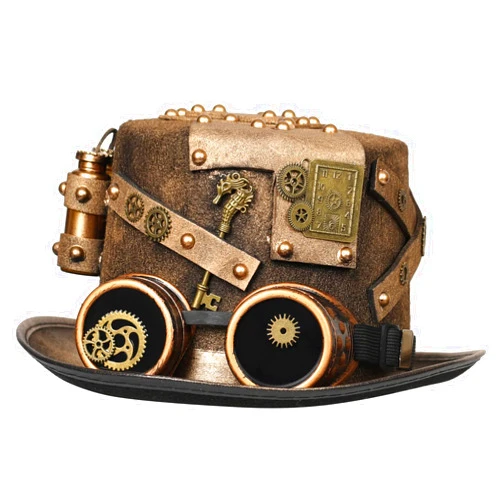 XWXLDD Unisex Gothic Steampunk Top Hats with Goggle Gear Halloween Hat Headwear Men Women