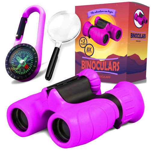 Promora Binoculars for Kids – Perfect Toy for Little Boys and Girls – Extensive Set Incl. Magnifying Glass & Compass – Powerful Magnification 8X21 – 3 to 12 Year Old Kids for Toddler