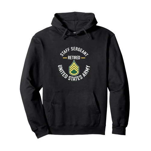J.Bergsonn U.S. Military Army SSG Retirement Staff Sergeant SSG Retired Army Military Retirement Gifts Pullover Hoodie