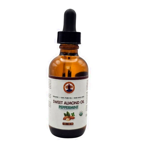 BABARACINE Extra Virgin Sweet Almond Oil with Rosemery for Hair Growth, Eye Lashes and Skin | 100% Pure, Cold Pressed, Unrefind | Whole Body Moisturizer | Glass Bottle 2 Oz
