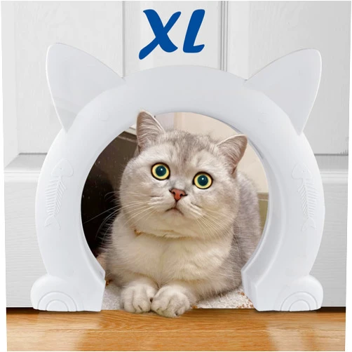 Wordcam Large Cat Door Interior Door, XL Indoor Cat Door, Pet Doors for Cats, Kitties and Small Dogs (White)