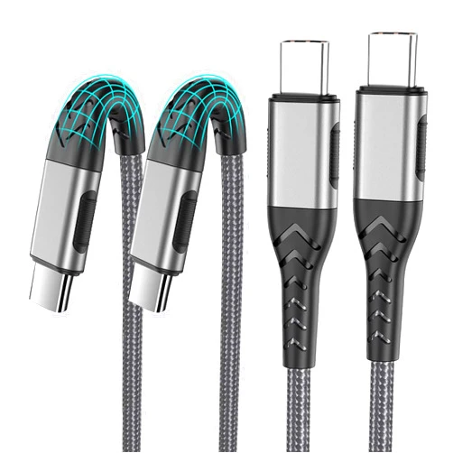 Durcord USB C to USB C Cable, 2Pack 100W 10ft USB C Charger Cable Fast Charging for Android/Phone/Pad, Type C to Type C Charger Braided USB Cable Compatible with iPhone 16/15 Pro Plus Max Silver
