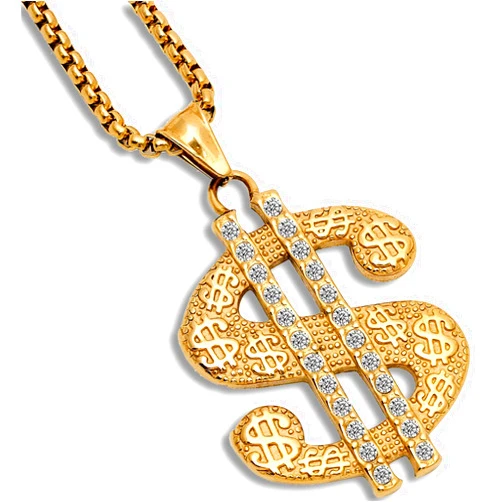 HUITIAN INTL Dollar sign necklace, rap chain, hip-hop chain, dollar sign gold chain, Men's gold chain, Men's gold chain, dollar sign chain, money chain, lady,