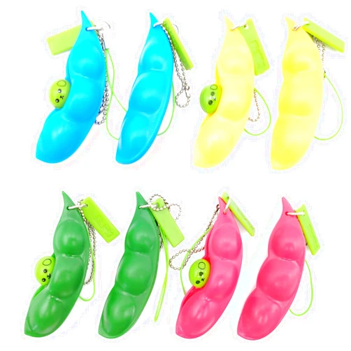 Volscity Fidget Keychain Sensory Bean Toy,Pea Pod Fidget Toys,Soybean Stress Relieving Chain Toys,Fidget Keychain,Pea Keychain Soybean Toys Gift for Children and Adults Release Stress.