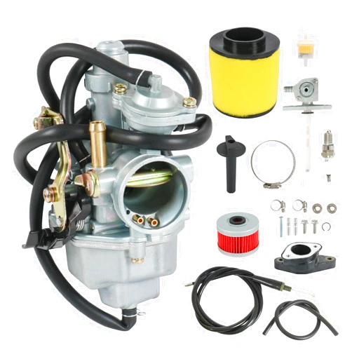 RUIANOMG Carburetor Replacement For Honda TRX250 Recon 1997-2001 TRX250TE TRX250TM 2002-2007, Include Oil Filter, Air Filter, Fuel Valve Petcock, Throttle Cable