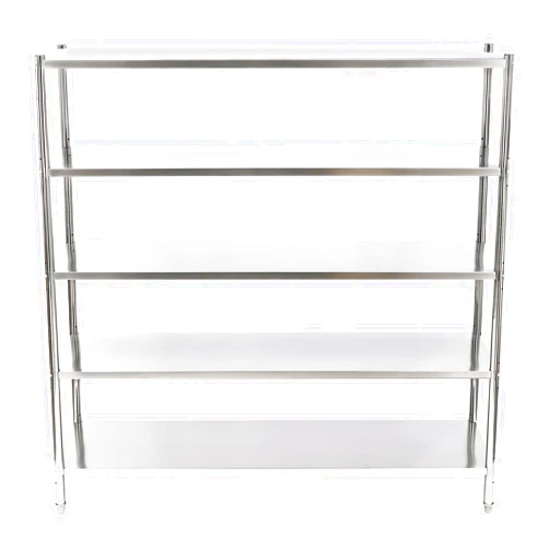 LIAPDG 5-Layer Stainless Steel Shelving, 70 x 16.6 x 70.2 Inch Floor Standing Commercial Restaurant Kitchen Shelves Unit Adjustable Silver Rectangular Storage Racks of Each Layer Accept 330 Lbs