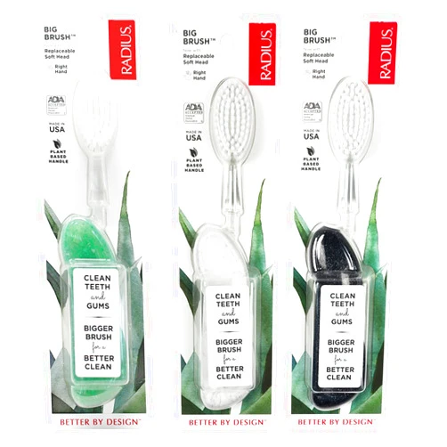 RADIUS Big Brush BPA Free & ADA Accepted Toothbrush Designed to Improve Gum Health & Reduce Gum Issues - Right Hand - Midnight Sky/ Marble/ Soda Pop Eco Grind - Pack of 3 Midnight Sky/ Marble/ Soda Pop Eco Grind Pack of 3 Big Brush Right Hand