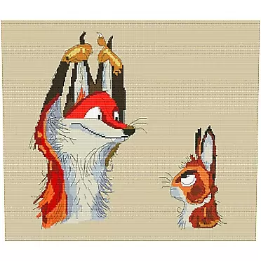 Hemir Counted Kits for Adults Beginners-Fox and Rabbit, DIY Cross Stitch Full Range of Stamped Kit Cross-Stitch Pattern for Home Decor,11CT 3Strands Fabric Embroidery Needlepoint Kits,15.75x18.11inch
