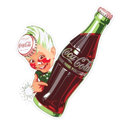 Retro Planet.com Coca-Cola Sprite Boy Vinyl Sticker, Contour Bottle Style, Peel and Stick Decal, Laptop, Car, Locker, Notebook, Planner, Water Bottle, 4 x 4.7 Inches