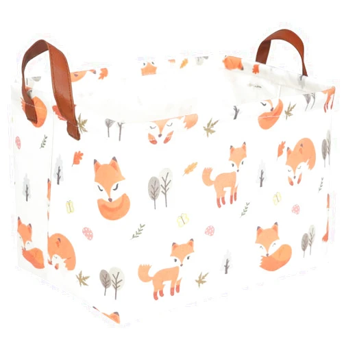 FXOCSHE Rectangle Fox Basket,Collapsible canvas waterproof storage basket,Toy Organizer,Laundry Basket for Kid Rooms,Baby Room decor,Toy Basket,Woodland Nursery Decor,Gift Basket(Fox)