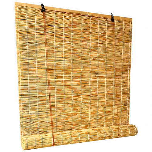 LCBDYLR Roll Up Reed Shade Bamboo Outdoor Window Blind with Lifter Light Filtering Sun Shade for Patio Porch Balcony Yard Gazebo Rustic Roll Up Curtain for Exterior UV Protection