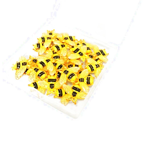 YS0911 20pcs/ Pack Decorative Steel Push Pins Set for Creative 3D Yellow Bees Design for Maps Displaying Documents Photos Postc Cute Push Pins Decorative for Cork Board Wall Map 24 Pcs