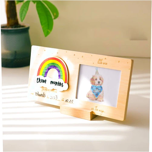 GOODMOM Dog Memorial Gifts for Lost Dogs, Pet Memorial Gifts, Sympathy Gifts for Missing Dogs, Pet Memorial Gifts, Dog Rainbow Solid Wood Photo Frame, Pet Lost Gifts 3.5x4.5 Inch Photo
