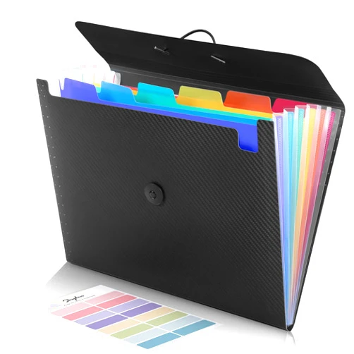 SKYDUE Accordion File Organizer, Expanding File Folder with 7 Pockets,Portable Receipt Paper Bill Document Organizer,Letter/A4 Size Filing Folder School Office Supplies,Black