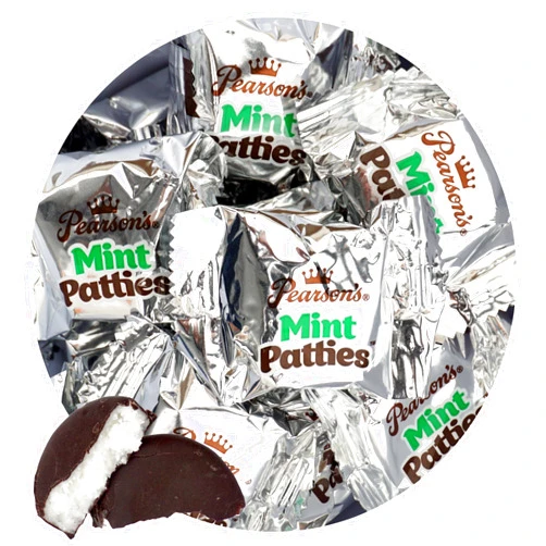 The Hampton Candy Company Pearson's Mint Patties, 4 Pound Bulk Bag (Approx 110 Pieces), Dark Chocolate Peppermint Candy, Individually Wrapped Mint Candy
