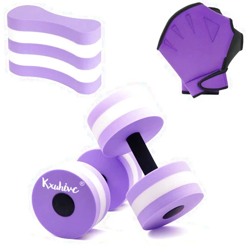 Kxuhivc Aquatic Fitness Set, Water Dumbbells, Pull Buoy Leg Float EVA 5-Layer, Water Aerobics Workouts, 2PCS Foam Barbells Pool Resistance Gloves Swimming Beginners Sports Exercise