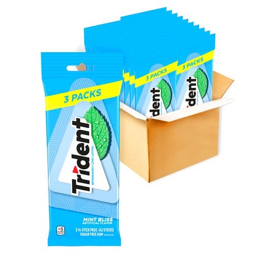 Trident Sugar Free Gum, Mint Bliss Flavor, 60 Packs (840 Pieces Total)