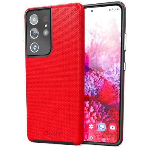 Crave Dual Guard for Galaxy S21 Ultra Case, Shockproof Protection Dual Layer Case for Samsung Galaxy S21 Ultra, S21 Ultra 5G (6.8 inch) - Red