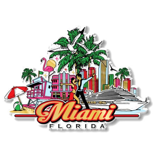 Classic Magnets Miami City Magnet by Classic Magnets, Collectible Souvenirs Made in The USA, 4.4