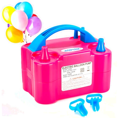 AGPTEK Electric Air Balloon Pump, 110V 600W Rose Red Portable Dual Nozzle Inflator/Blower for Party Decoration
