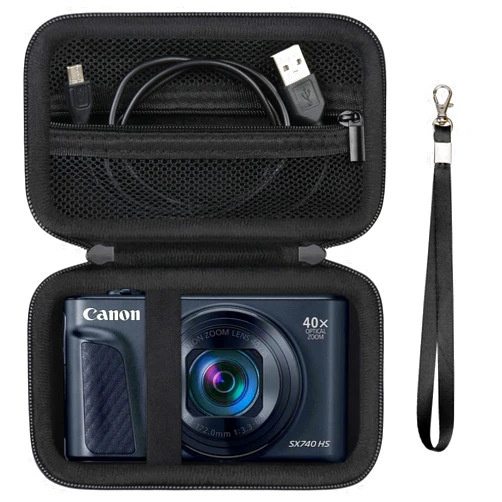 Supmay Hard Carrying Case for Canon PowerShot SX740/ SX730/ SX720/ SX620/ G7X Digital Camera, Protective Storage Bag with Zipper Mesh Pocket for Battery Pack, Charging Cable, USB Card, Black