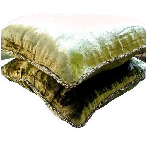 Fabric Mart Direct Throw Pillow Covers, Pillow Cover Green 18x18 inch (45x45 cm), Handmade Olive Green Throw Pillow Cover, Solid Beaded Cord Pillow Cover, Square Velvet Pillowcase - Olive Shimmer