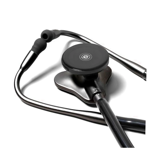 Eko CORE 500™ Digital Stethoscope — The Pinnacle of Digital Stethoscope Technology, Combining TrueSound™ Audio with 3-Lead ECG and a Full-Color Display, Matte Black, COR501-BLK/BLK