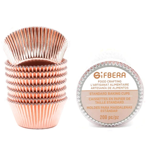 Gifbera Rose Gold Foil Cupcake Liners Standard Baking Cups Muffin Wrappers for Wedding Birthday, 200-Count