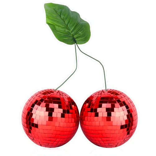 Yeehlmer Cherry Disco Ball Decor, Double Mirror Ball Cherry Mirror Ball for DJ Club Stage Bar Party Wedding Holiday Decoration Home Decor (Double Cherry-15cm, Red)