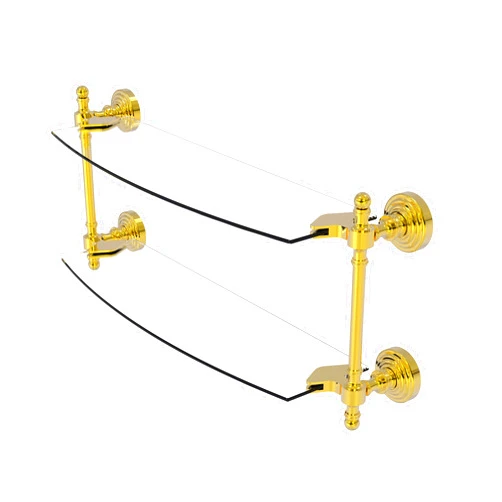 Allied Brass RW-34/18 Retro Wave Collection 18 Inch Two Tiered Glass Shelf, Polished Brass