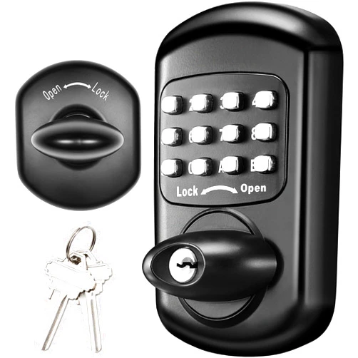 STEINBRÜCKE Keyless Entry Keypad Deadbolt - Digital & Mechanical Door Lock, Low Power Risk-Free (Black)