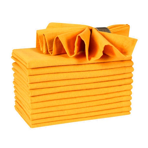 Hausattire Reusable Napkins Cloth Washable 100% Cotton 18x18 Inch Dinner Napkins|Table Napkins for Spring Easter Basket Decor |Set of 12 Cloth Napkins for Home Banquet Wedding |Mustard