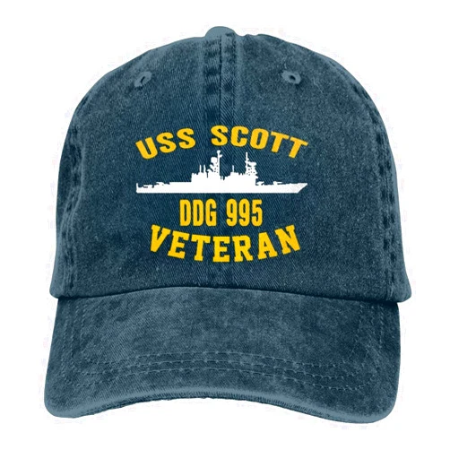 Gwager USS Scott DDG 995 Unisex Sandwich Cap Denim Hats Baseball Cap