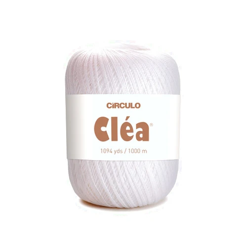 CÍRCULO Circulo Clea Yarn – Crochet Thread Fine Size 10-8/2 Perfect for Weaving - 100% Mercerized Brazilian Cotton (Pack of 1 Ball) – 5.3 oz, 1094 yds - Color: White - 8001