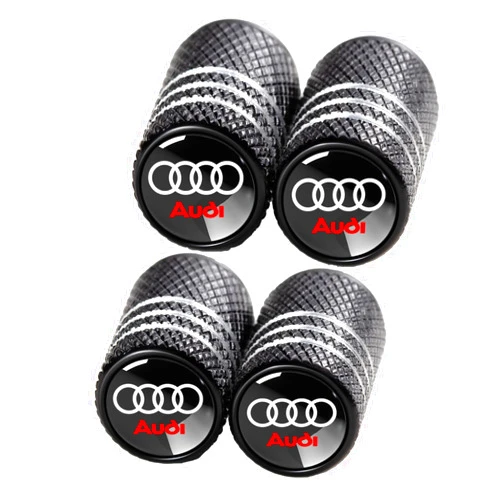 YUIQIEUY Tire Valve Stem Caps for Audi S3 A3 RS3 A4 A5 A6 A7 RS7 A8 Q3 Q5 Q7 R8 Metal Car Wheel Air caps Auto Valve Stem Caps Accessories 4 Pcs Black