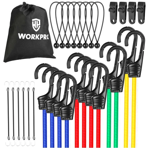WORKPRO 30-Piece Bungee Cords Assortment includes 10